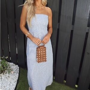 Elegant Blue Strapless Dress